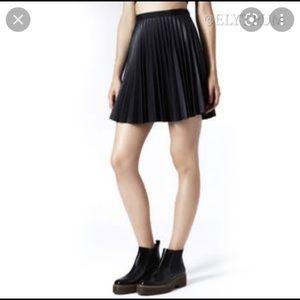 Black Faux Leather Pleated Skirt NWT